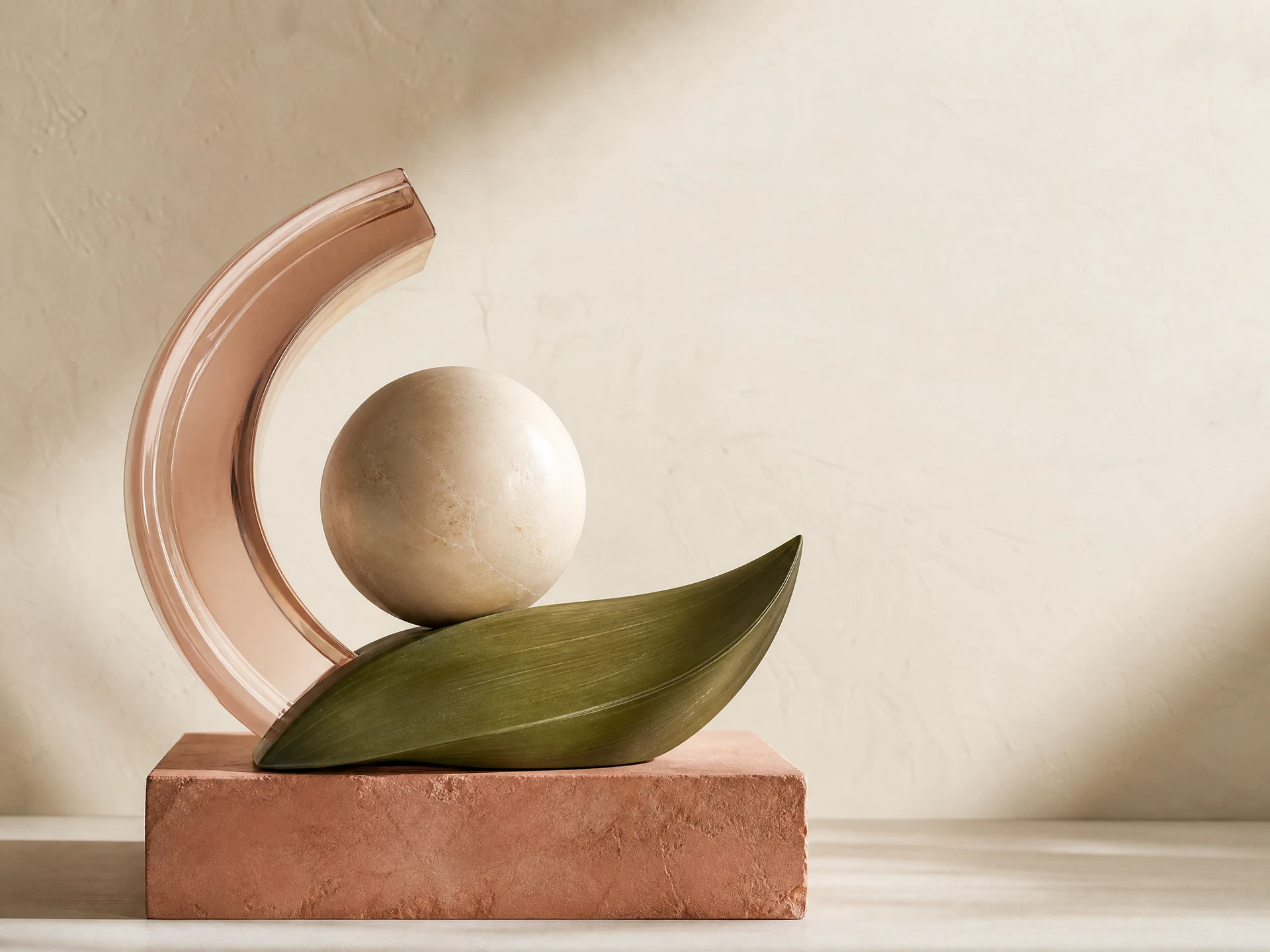 Sculptural forms representing the balance of hormones, stress, and metabolism
